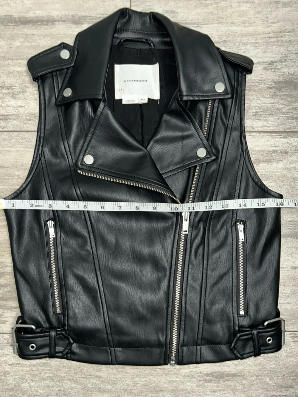 Anthropologie Women’s XXS Faux Leather Cropped Sleveless Moto Jacket Festival
